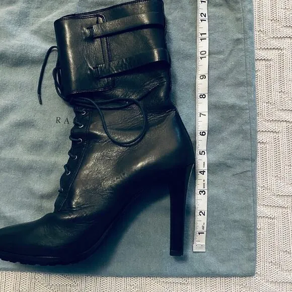 Ralph Lauren black leather heeled boots