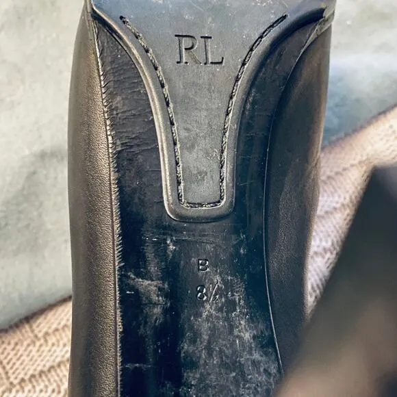 Ralph Lauren black leather heeled boots
