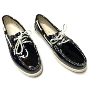 RALPH LAUREN COLLECTION Black Patent Leather Boat Shoe