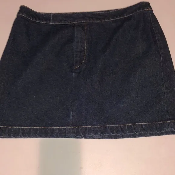 RALPH LAUREN size 12 blue jean skirt flat front mini dark denim NWOT