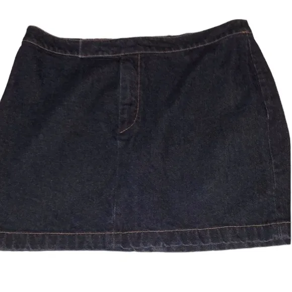 RALPH LAUREN size 12 blue jean skirt flat front mini dark denim NWOT