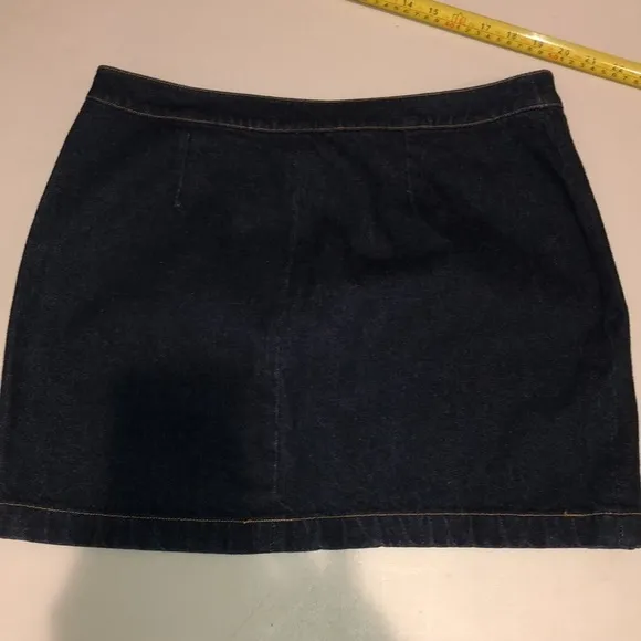 RALPH LAUREN size 12 blue jean skirt flat front mini dark denim NWOT