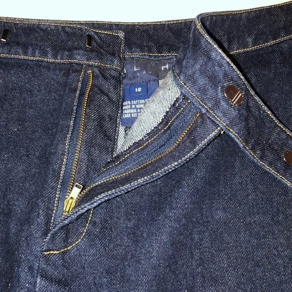 RALPH LAUREN size 12 blue jean skirt flat front mini dark denim NWOT