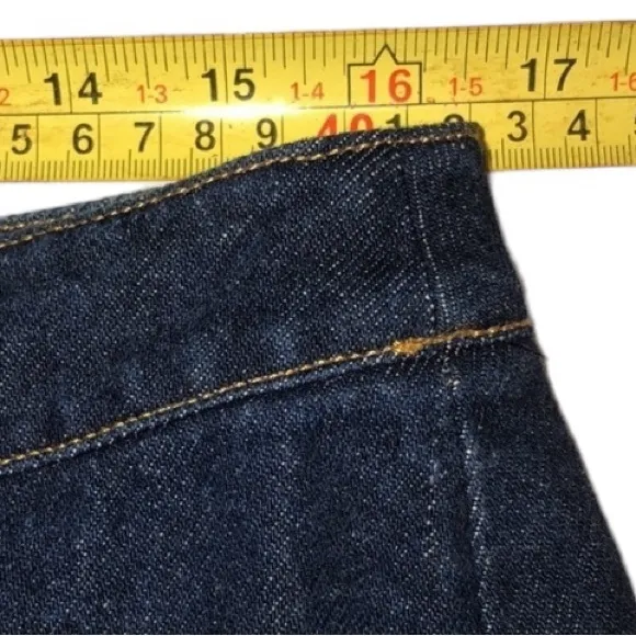 RALPH LAUREN size 12 blue jean skirt flat front mini dark denim NWOT