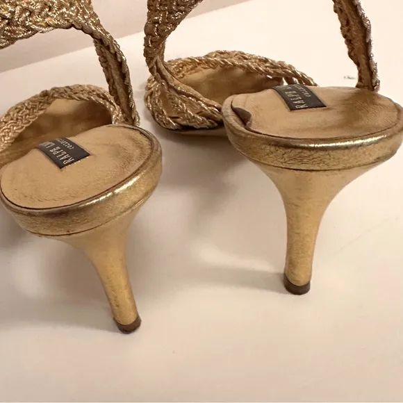 Ralph Lauren Tan Heels with Woven Design and Slim Heel