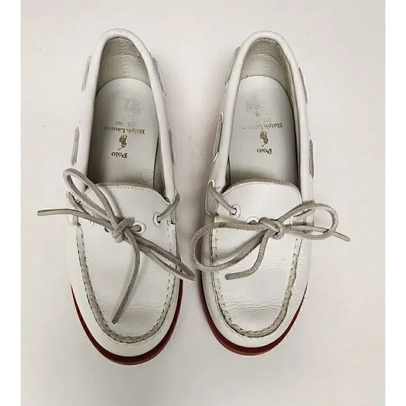 Ralph Lauren Vintage 1970s Youth Merton leather Camper Boat shoes Size 1M White