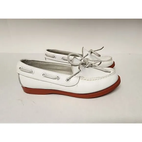 Ralph Lauren Vintage 1970s Youth Merton leather Camper Boat shoes Size 1M White