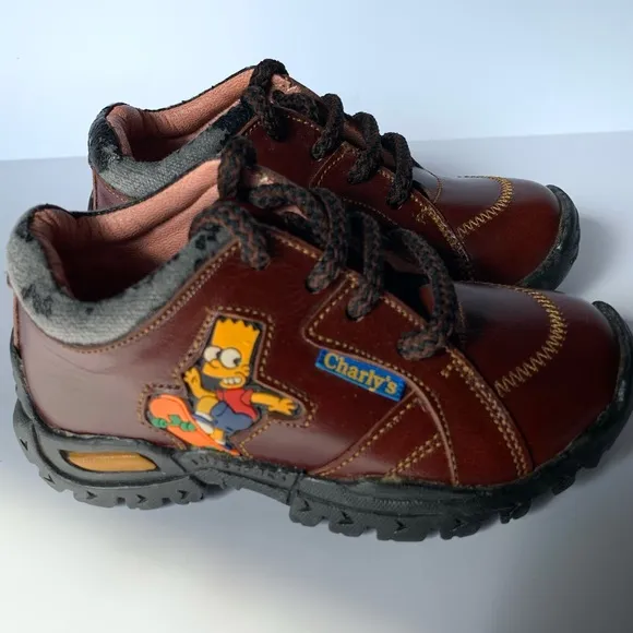 RARE Bart Simpson Brown leather Charly’s Toddler Shoes