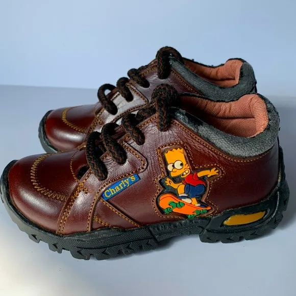 RARE Bart Simpson Brown leather Charly’s Toddler Shoes