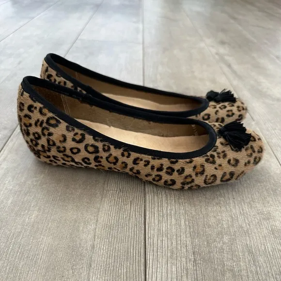 Rare Hush Puppies Genuine Leather Leopard Print Tassel Hush Puppies Round Toe