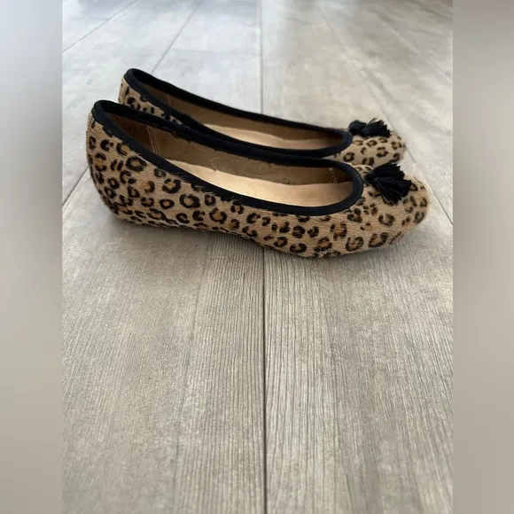 Rare Hush Puppies Genuine Leather Leopard Print Tassel Hush Puppies Round Toe