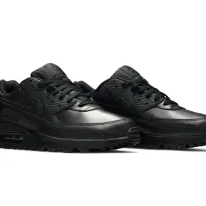 Rare Nike Men's Air Max 90 Triple Black Leather Sneakers