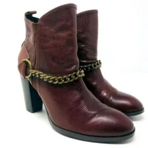 Rare Donald J Pliner heeled boots SAMPLE US 5.5 chestnut BoxS