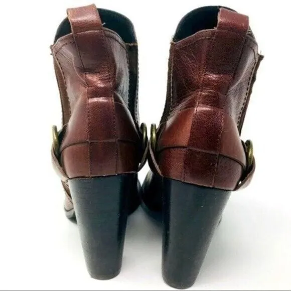 Rare Donald J Pliner heeled boots SAMPLE US 5.5 chestnut BoxS