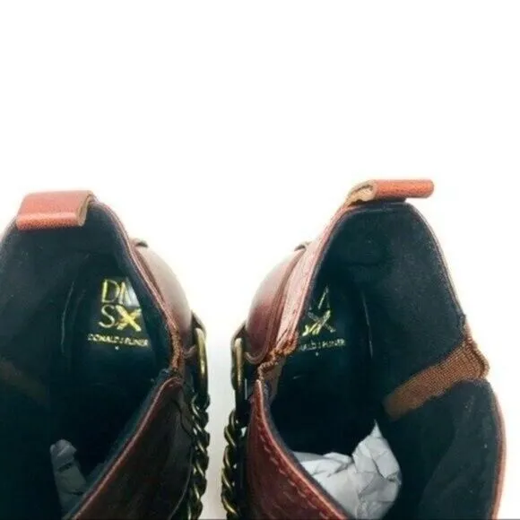 Rare Donald J Pliner heeled boots SAMPLE US 5.5 chestnut BoxS