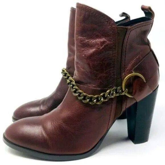 Rare Donald J Pliner heeled boots SAMPLE US 5.5 chestnut BoxS