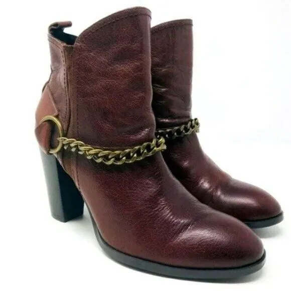 Rare Donald J Pliner heeled boots SAMPLE US 5.5 chestnut BoxS