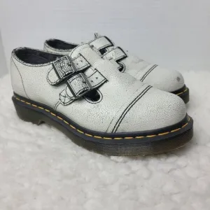 Rare Dr. Martens Susy Women's Size 6 White Cracked Leather Strap Mary Jane Shoes