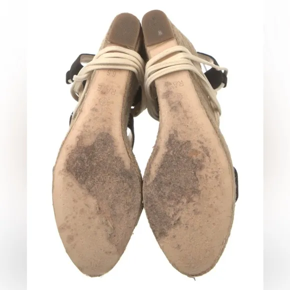 Raye Black and Beige Espadrille Platform Wedges