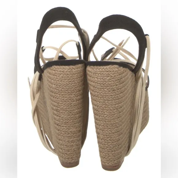 Raye Black and Beige Espadrille Platform Wedges
