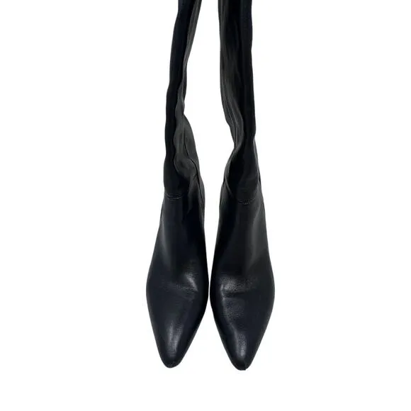 Raye Elo x Revolve Black Leather Boots Clear Heel size 9