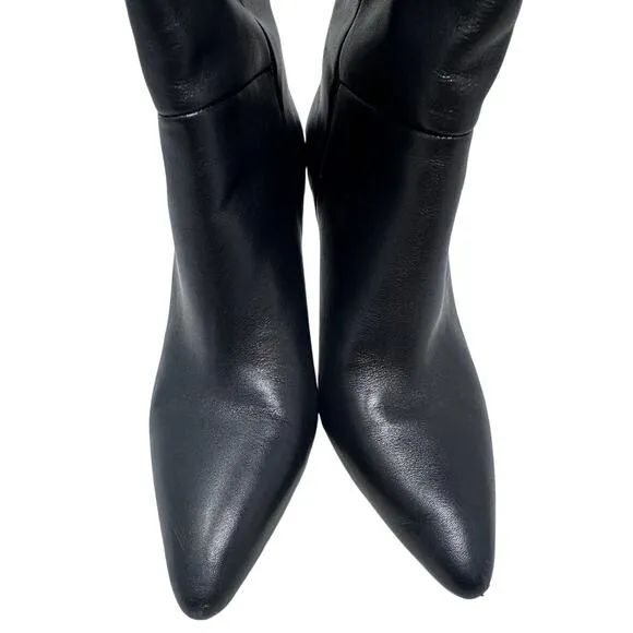 Raye Elo x Revolve Black Leather Boots Clear Heel size 9