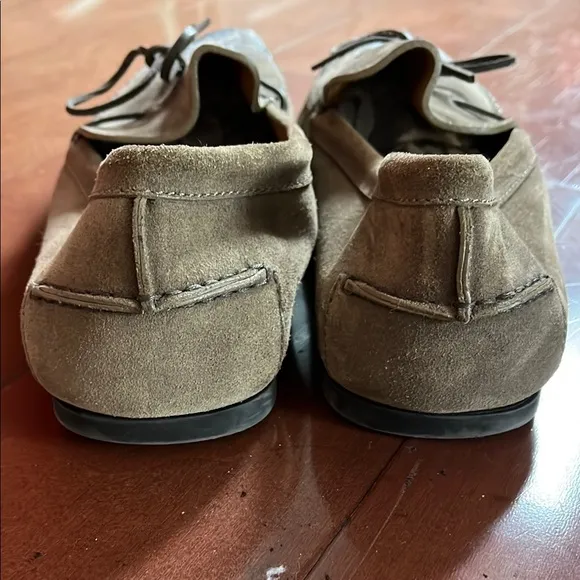 Real Suede Paint Splattered Moccasins with Traditional Stitching