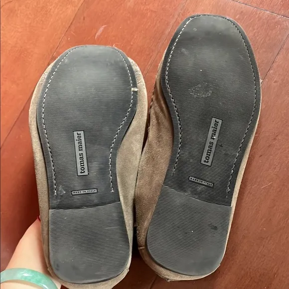 Real Suede Paint Splattered Moccasins with Traditional Stitching