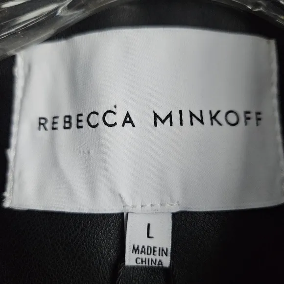 Rebecca Minkoff Women's Faux Leather Moto Black Biker Crop Size Large NWT
