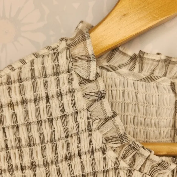 Rebecca Vallance Misty Long Sleeve Mini Smocked Plaid Gauzy Dress Size 8