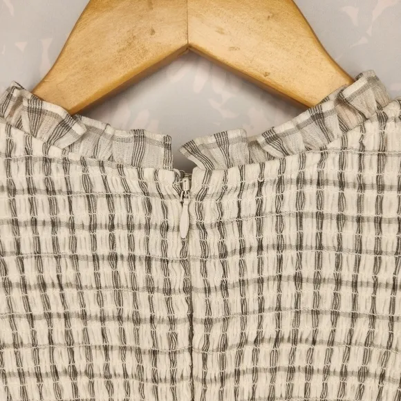 Rebecca Vallance Misty Long Sleeve Mini Smocked Plaid Gauzy Dress Size 8
