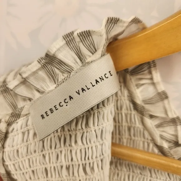 Rebecca Vallance Misty Long Sleeve Mini Smocked Plaid Gauzy Dress Size 8