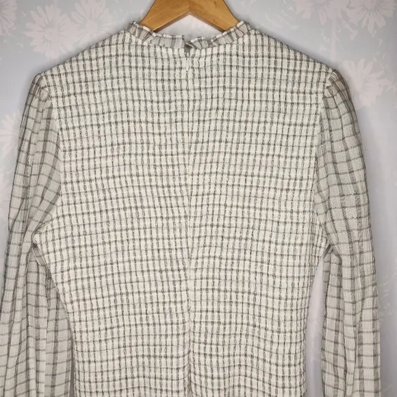 Rebecca Vallance Misty Long Sleeve Mini Smocked Plaid Gauzy Dress Size 8