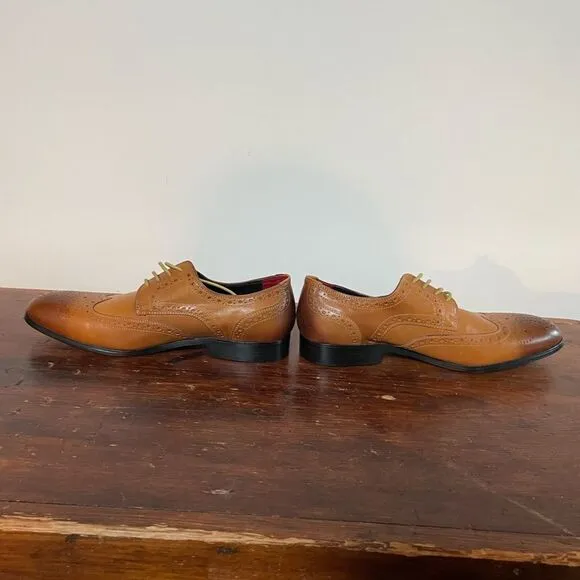 Red Saks Fifth Avenue Mens Preston Leather Shoes 9.5