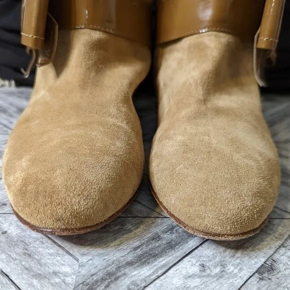 Red Valentino Tan Suede Bow Flat Boots....Size 40