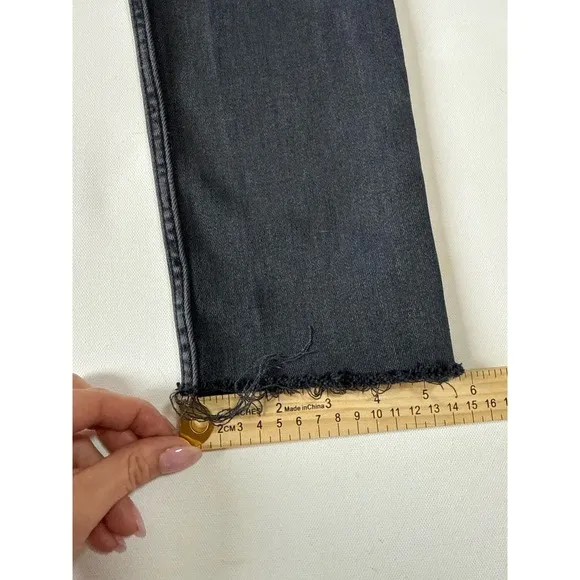 RE/DONE Originals High Rise Ankle Crop Jeans Faded Black 25 Raw Hem Button Fly