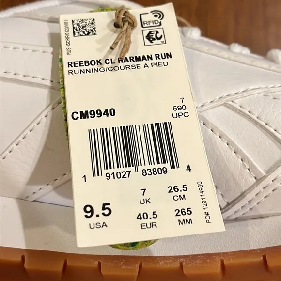 Reebok CL Harman Run leather shoes sneakers new CM9940 Women’s Size 9.5 white
