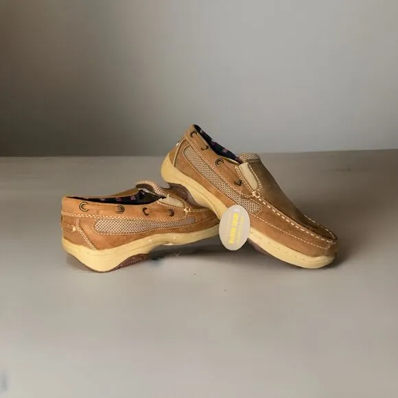 REEL LEGENDS Boat Shoes Mens Size 7.5W Catamaran Slip On Leather Tan New