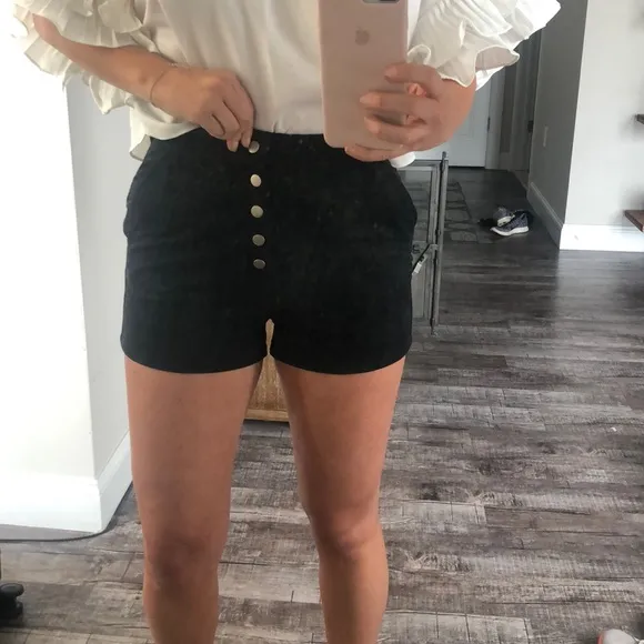 Reference black suede high waisted shorts medium