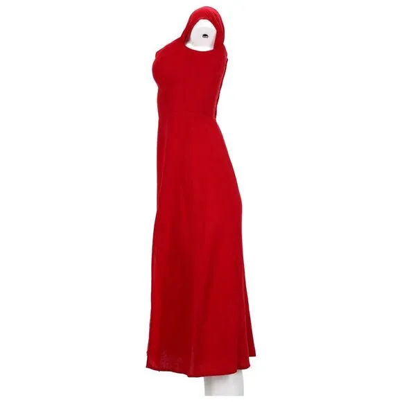 Reformation Bridgton Off-Shoulder Midi Dress in Red Linen