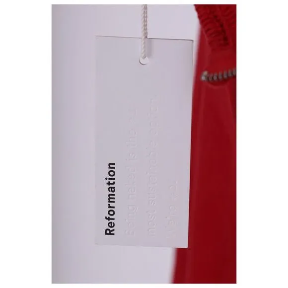 Reformation Bridgton Off-Shoulder Midi Dress in Red Linen