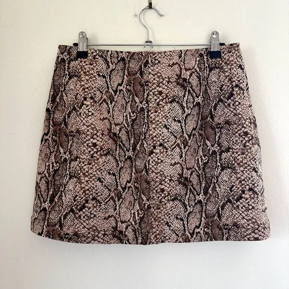 Reformation Jaime Snake Skin Print Mini Skirt in Brown
