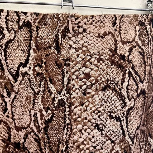Reformation Jaime Snake Skin Print Mini Skirt in Brown
