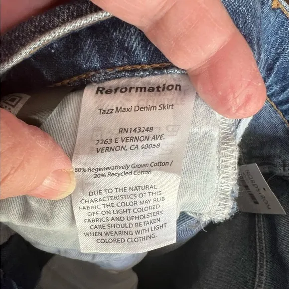 Reformation Women's Tazz Blue Denim Maxi Skirt Front Vent NWT 25 #1338