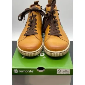 REMONTE Tan LEATHER LACED WATERPROOF ANKLE BOOTS SHOES US WOMENS SZ 9.5 EU 40