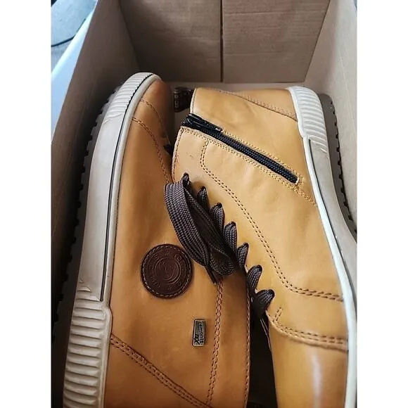 REMONTE Tan LEATHER LACED WATERPROOF ANKLE BOOTS SHOES US WOMENS SZ 9.5 EU 40