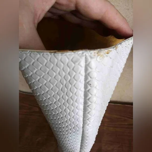 Report Signature white leather heeled boots in size 8. Made in Brazil.