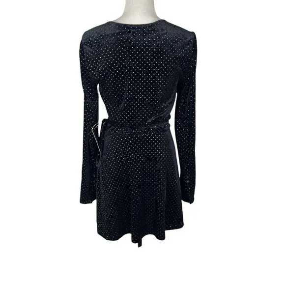 Revolve Privacy Please Polka Dot Velvet Wrap Astro Mini Dress Size Small NEW