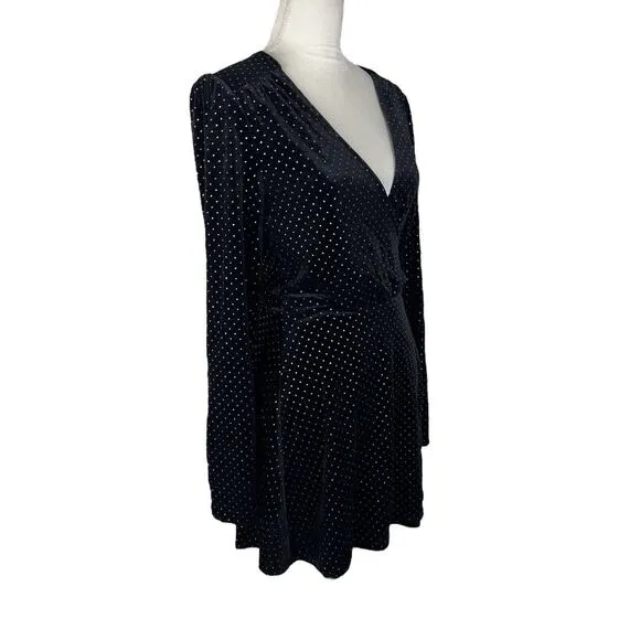 Revolve Privacy Please Polka Dot Velvet Wrap Astro Mini Dress Size Small NEW