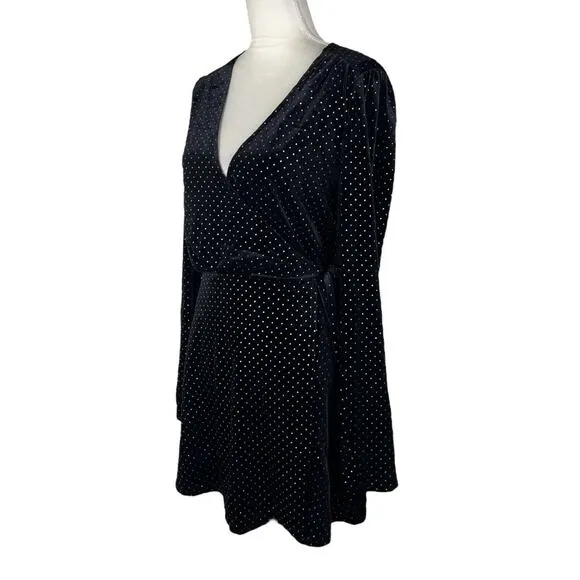 Revolve Privacy Please Polka Dot Velvet Wrap Astro Mini Dress Size Small NEW